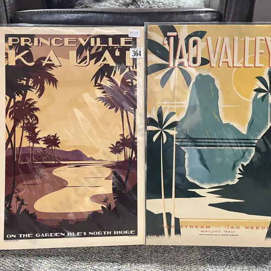 Two Nick Kuchar Reproduction Travel Advertising Posters on Card