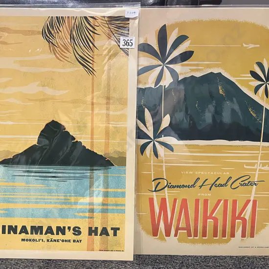 Two Nick Kuchar Reproduction Travel Advertising Posters on Card