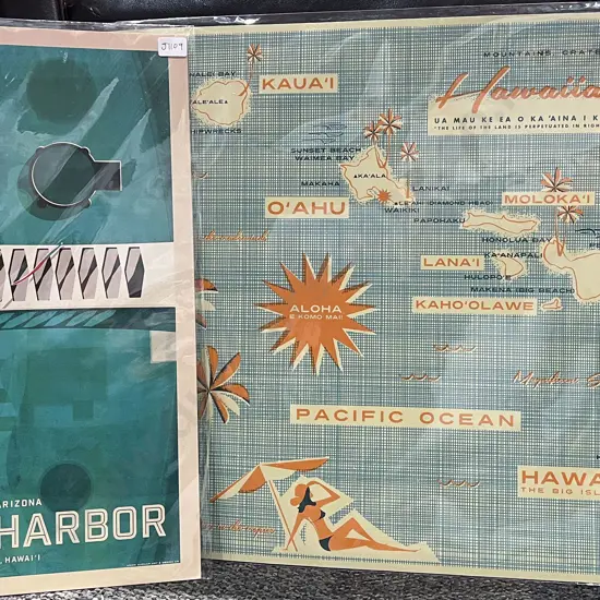 Two Nick Kuchar Reproduction Travel Advertising Posters on Card