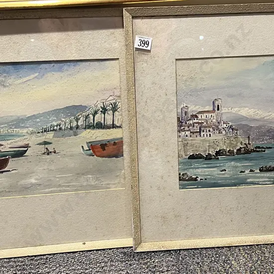 Pair R H Oldeman Watercolour Sketches - Riviera France