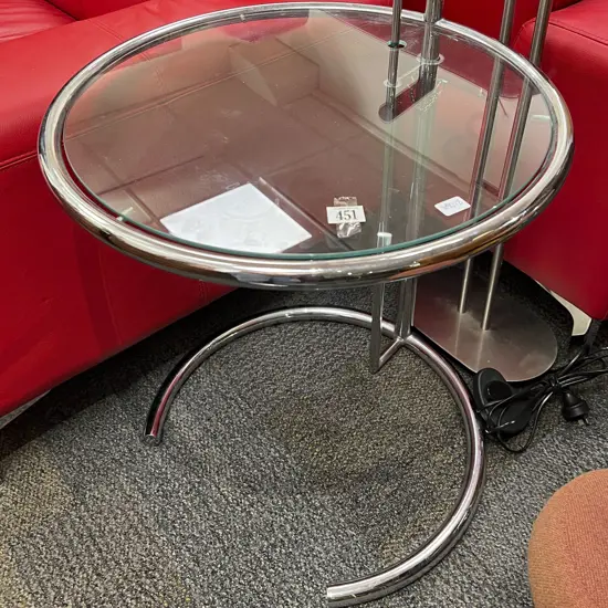 Art Deco Chrome Circular Adjustable Side Table