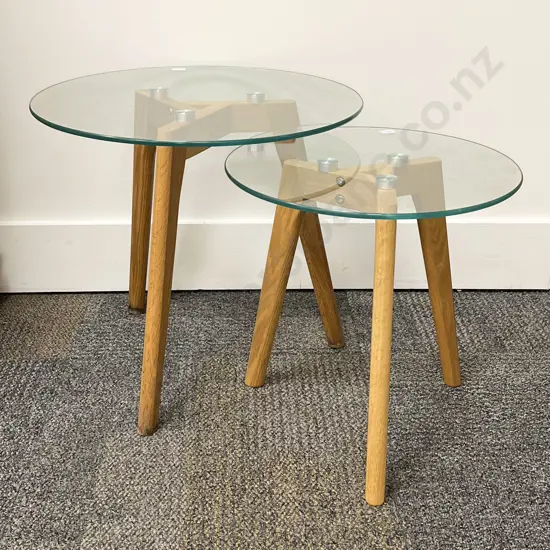 Graduated Pair of Circular Coffee Tables