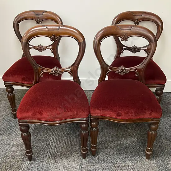 Four Mahogany Balloon Back Dining Chairs
