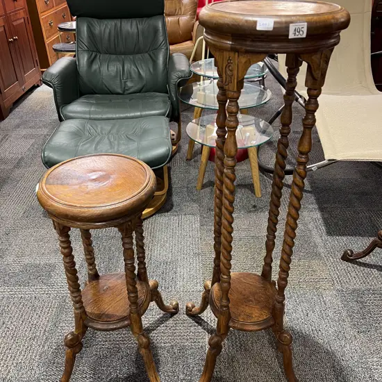 Graduated Pair of Barley Twist Plant Stands