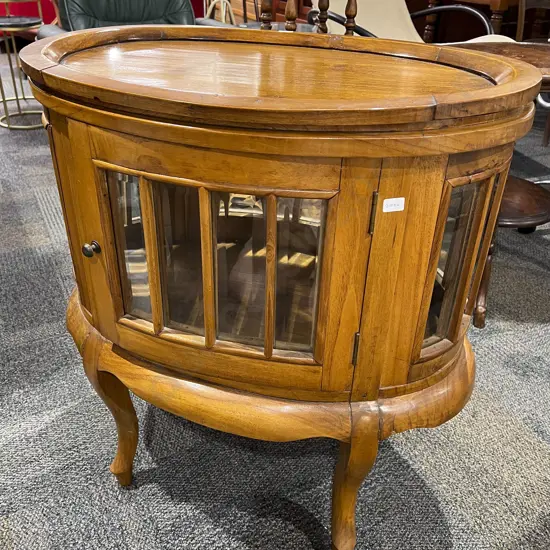 Reproduction Glazed Side Cabinet with Tray Top