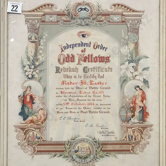 Vintage Office of Noble Grand Certificate