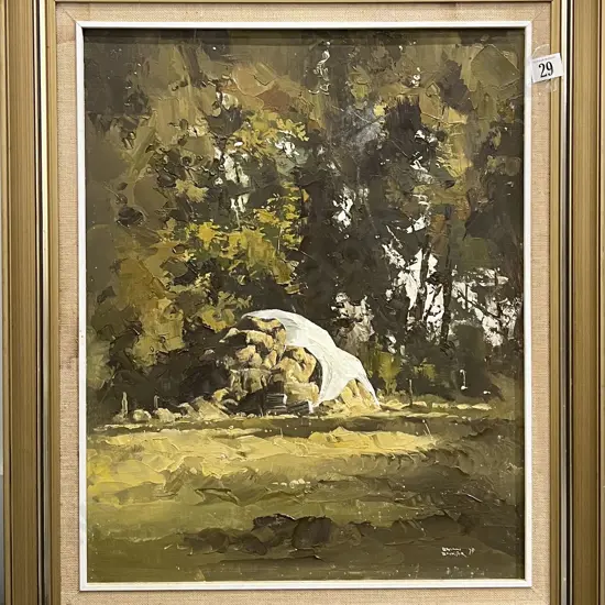 Brian Baxter - Forest Scene - Oil on Board
