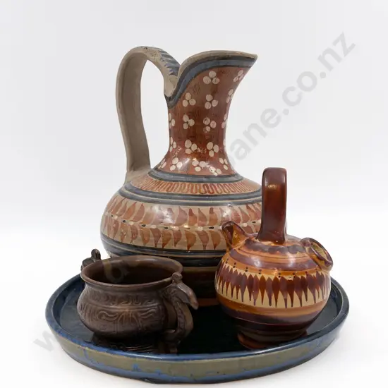 Four Pieces of Assorted Pottery Including Hand Painted Jug