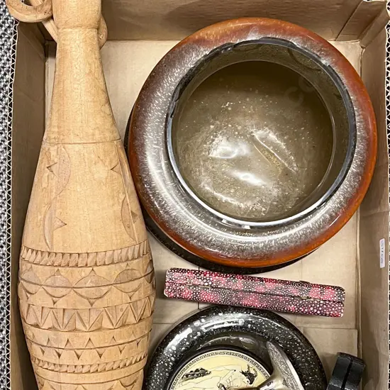 Small Quantity of Assorted Including Mid-Century Glass Shade (faults)