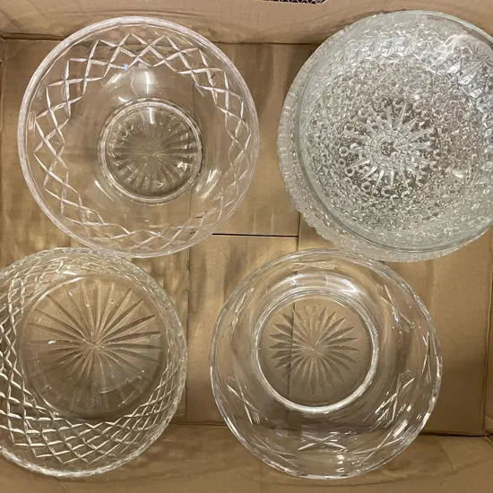 Box of Five Assorted Crystal & Glass Bowls
