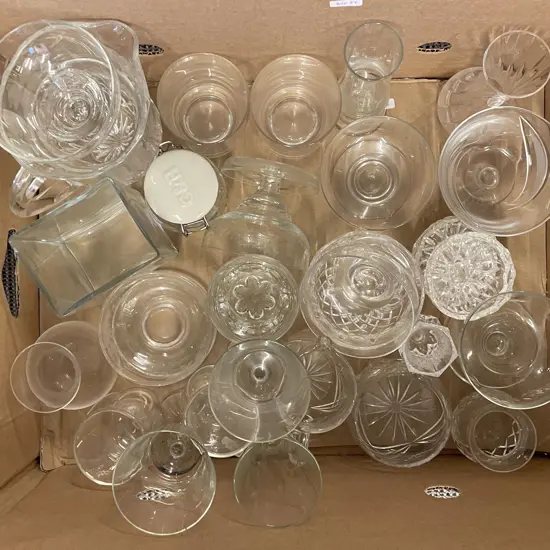 Box of Assorted Crystal & Glassware
