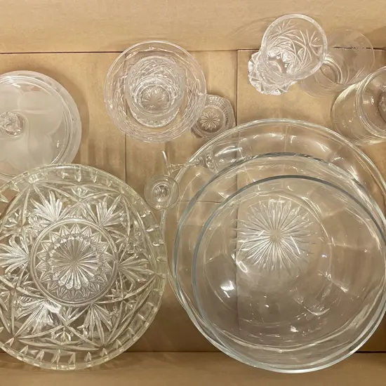 Box of Assorted Crystal & Glassware