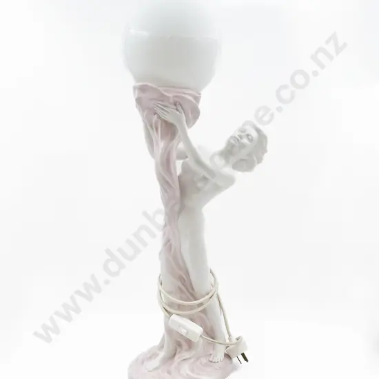 Italian Female Form Table Lamp with Opaque Glass Shade