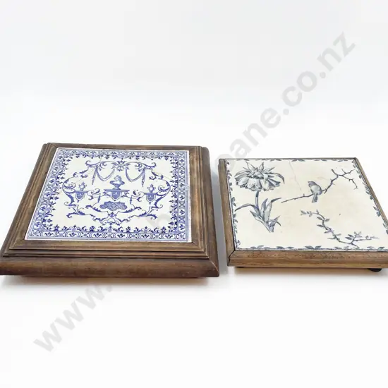 Two Blue and While Tile Trivets
