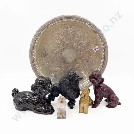 S/P Circular Gallery Tray and Assorted Animal Ornaments Etc.