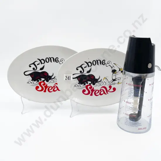 Vintage Drinko'matic Cocktail Mixer/Dispenser with Two T-Bone Steak Plates