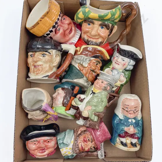Box of Assorted Smaller Toby and Character Jugs