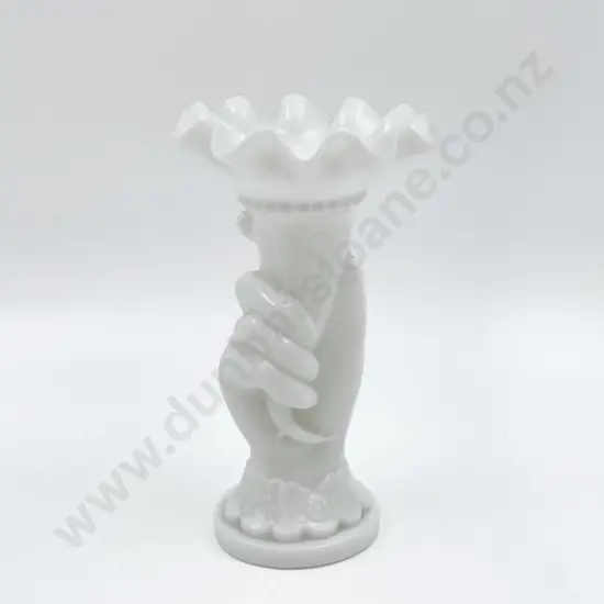 Milk Glass Hand Vase