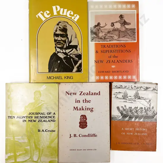 Five Vintage NZ Reference Volumes Including J. B. Condliffes "New Zealand in the Making"
