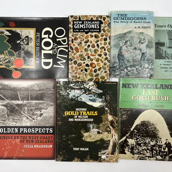 Seven Assorted NZ Gemstone & Goldmining Reference Volumes