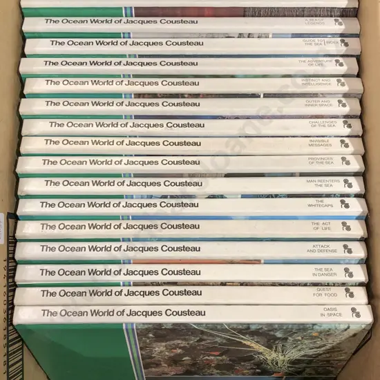 Box of 'The Ocean World of Jacques Cousteau' Volumes