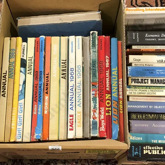 Three Boxes of Assorted Books and Magazines Incl. Annuals