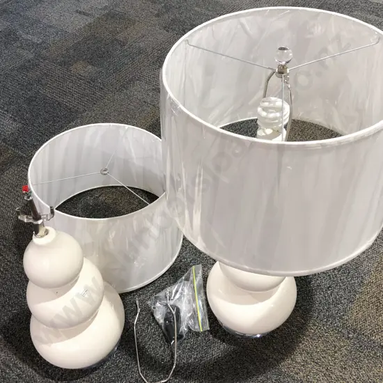 Pair of Modern Ceramic Table Lamps & Shades (1 AF)