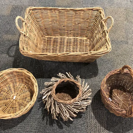 Quantity of Assorted Wicker Baskets Etc.