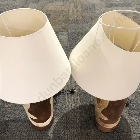 Pair of Pottery Formed Table Lamps