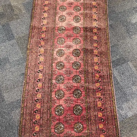 Afghan Turkoman Runner with Two Rows of Octagonal Gols