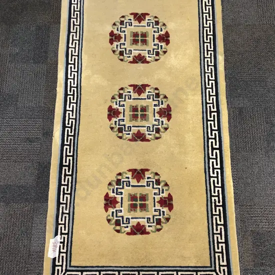Chinese Rug with Three Central Roundels on Yellow Ground