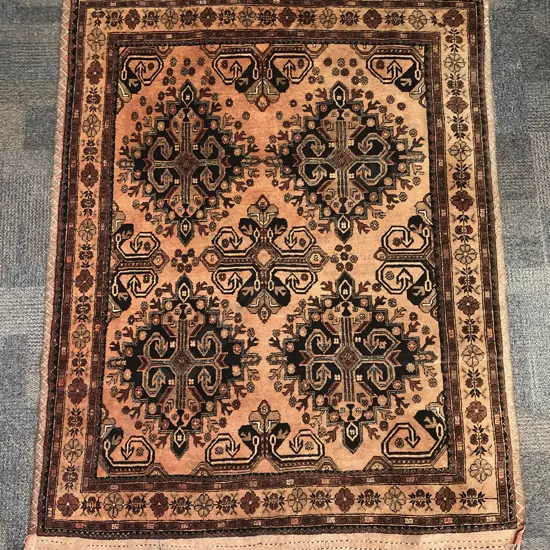 Persian Rug With Five Central Medallions in Brown and Black Tones