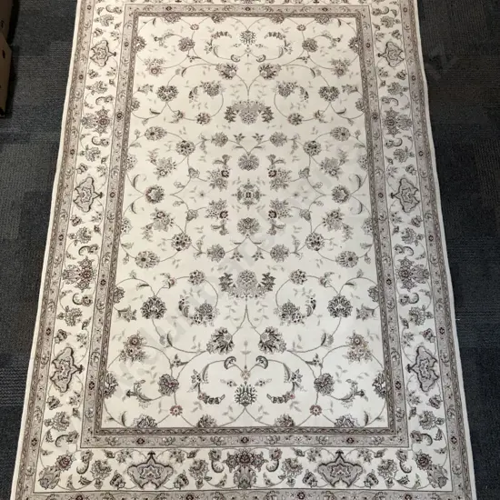 Persian Nain Rug with All Over Floral Design on Ivory Ground