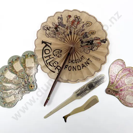 Three Victorian Advertising Paper Fan Collectables
