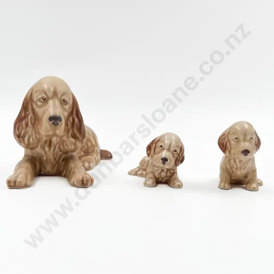 Sylvac Spaniel Puppy and Two Small
