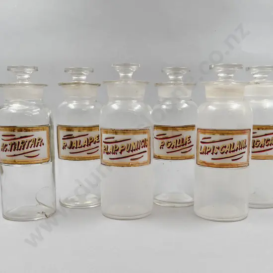 Six Medium Chemist Jars
