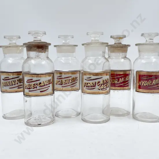 Six Small Chemist Jars