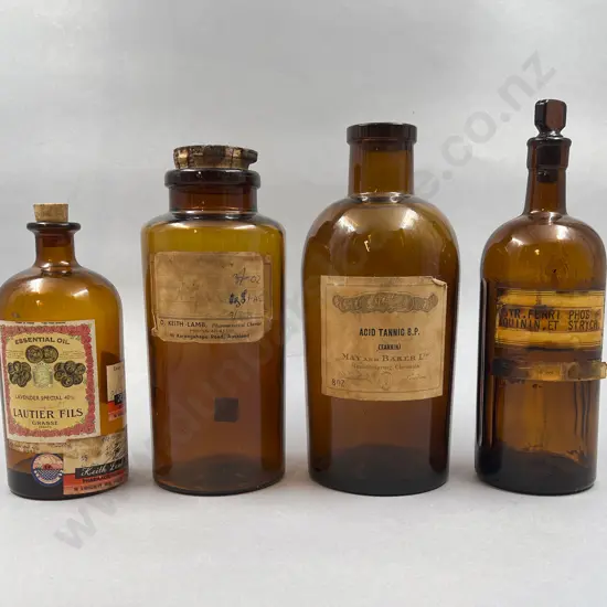 Four Various Brown Chemist Jars