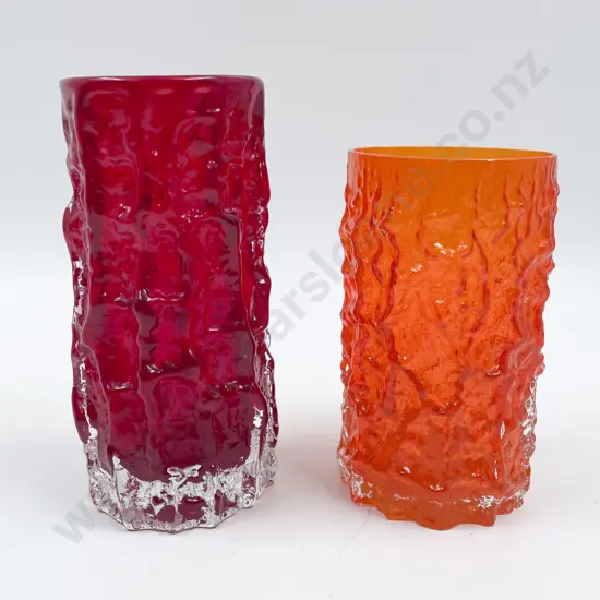 1960s Whitefriars Red Bark Vase By Geoffrey Baxter