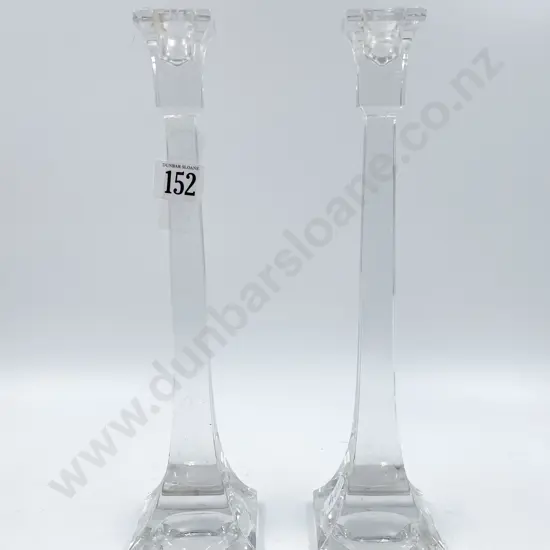 Villeroy & Boch Pair of Longstem Clear Glass Candelsticks