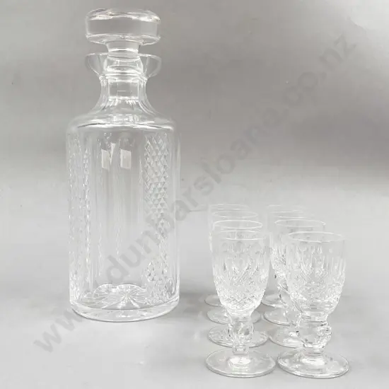 Eight Irish Waterford Colleen Liqueur Goblets with Decanter