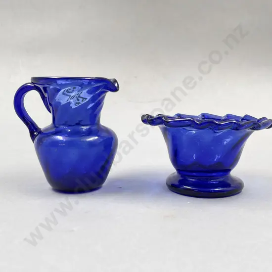 Antique Bristol Blue Sugar & Cream Jug