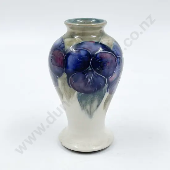 William Moorcroft Small Pansy Pattern Vase 10cm height