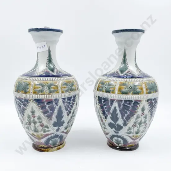 Pair of Doulton Lambeth Stoneware Vases