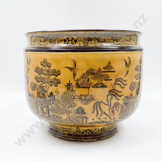 Doulton Burslem Willow-pattern jardiniere