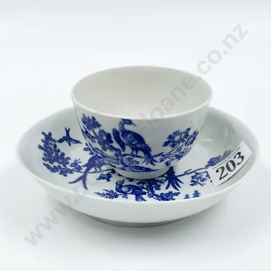 First Period Worcester Circa 1770 Tea Bowl & Saucer