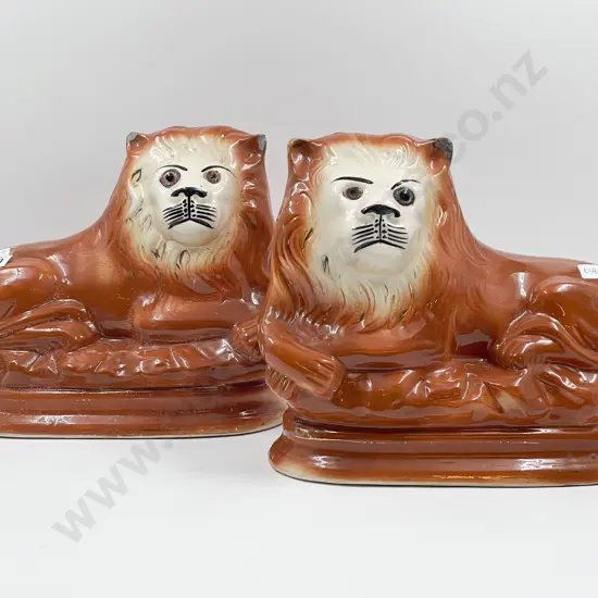 Pair of Late C19th Staffordshire Lions