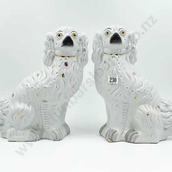 Pair of Vict Staffordshire Spaniel Mantle Dogs