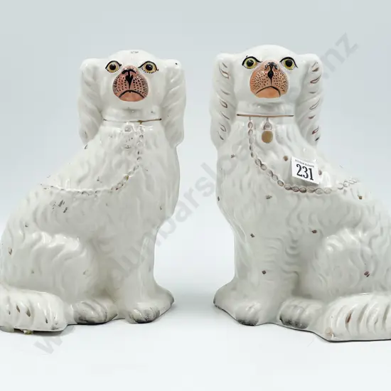 Pair of Small Vict Staffordshire Spaniel Mantle Dogs
