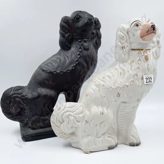 Two Vict Staffordshire Spaniel Mantle Dogs